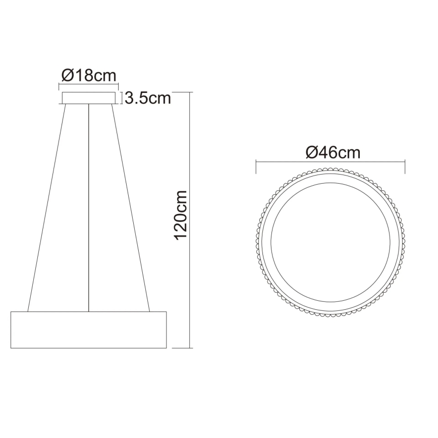 Globo - pakabinamas LED šviestuvas su kabeliu, 45W/230V, 2700/4000/6000K, Ø 46 cm, baltas
