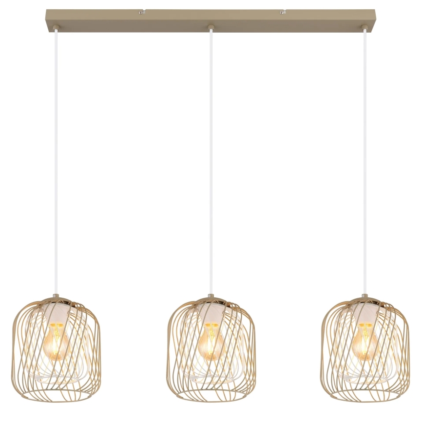 Globo - Pakabinamas šviestuvas ant laido 3xE27/40W/230V smėlio spalvos/baltas