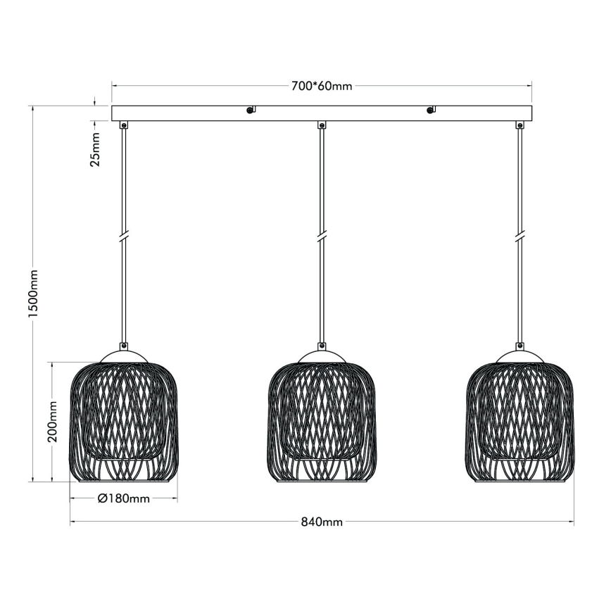 Globo - Pakabinamas šviestuvas ant laido 3xE27/40W/230V smėlio spalvos/baltas