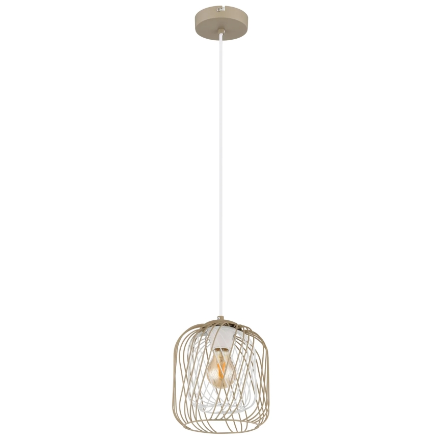 Globo - pakabinamas šviestuvas ant laido 1xE27/40W/230V Ø 18 cm smėlio/balta
