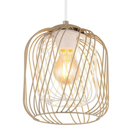 Globo - pakabinamas šviestuvas ant laido 1xE27/40W/230V Ø 18 cm smėlio/balta