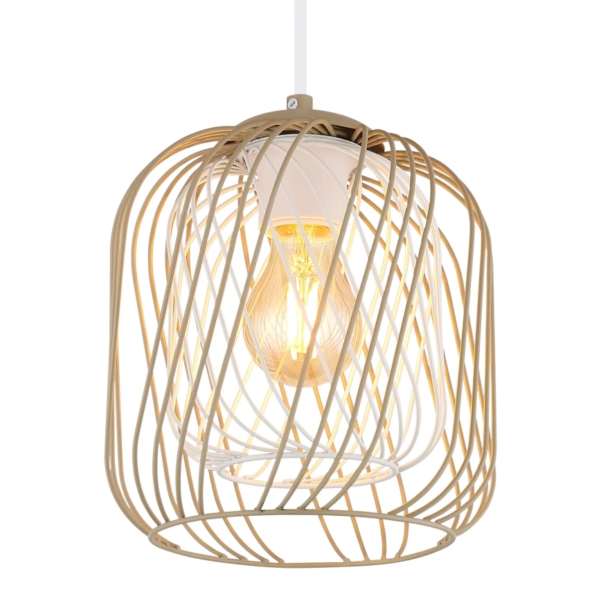 Globo - pakabinamas šviestuvas ant laido 1xE27/40W/230V Ø 18 cm smėlio/balta