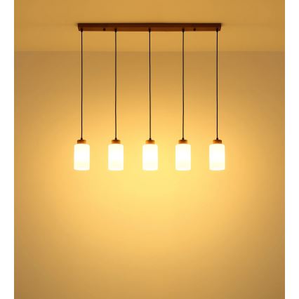 Globo - Pakabinama liustra su laidu 5xE27/60W/230V smėlinė/balta