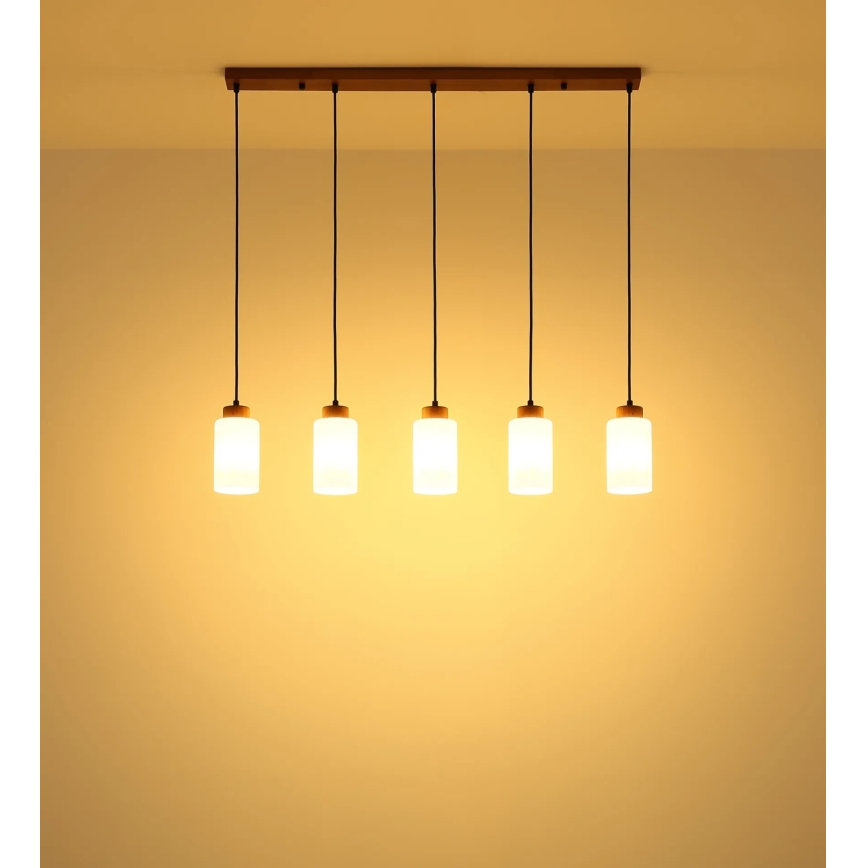 Globo - Pakabinama liustra su laidu 5xE27/60W/230V smėlinė/balta