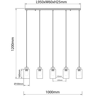 Globo - Pakabinama liustra su laidu 5xE27/60W/230V smėlinė/balta
