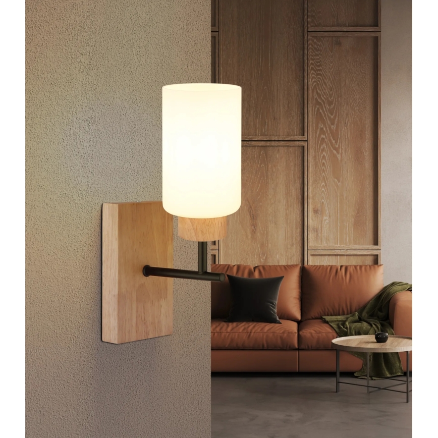 Globo - Sieninis šviestuvas 1xE27/60W/230V ąžuolas/balta
