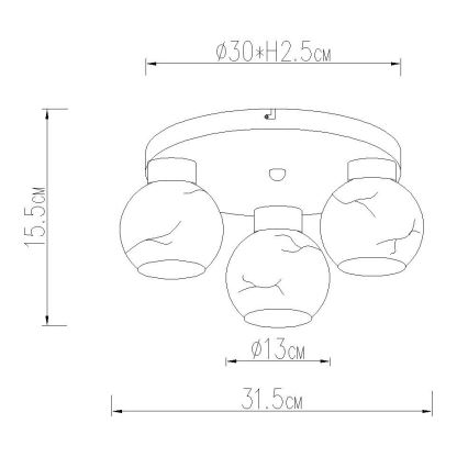 Globo - Lubinis šviestuvas 3xE27/60W/230V skersmuo 31,5 cm