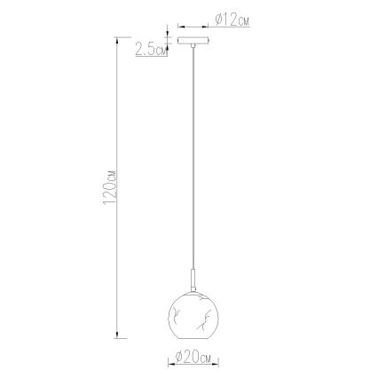Globo - pakabinamas šviestuvas ant laido 1xE27/60W/230V, skersmuo 20 cm