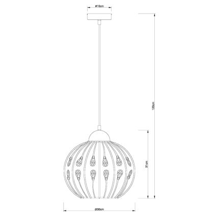 Globo – elegantiškas pakabinamas šviestuvas su kabeliu, 1 x E27 (max. 60 W), 230 V, skersmuo 30 cm