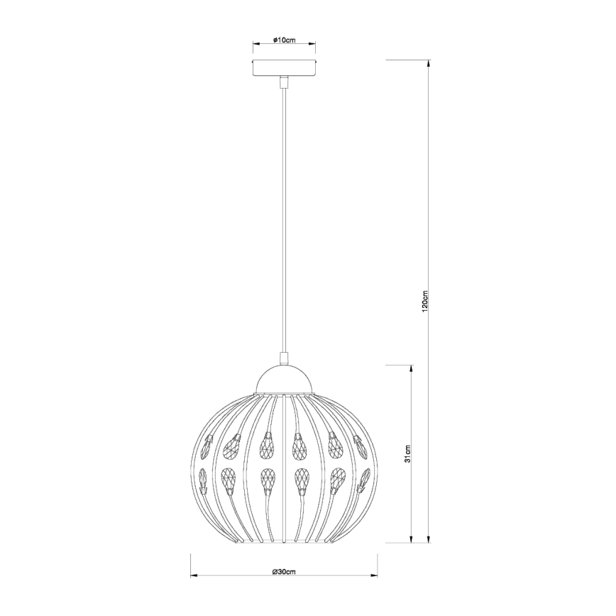 Globo – elegantiškas pakabinamas šviestuvas su kabeliu, 1 x E27 (max. 60 W), 230 V, skersmuo 30 cm