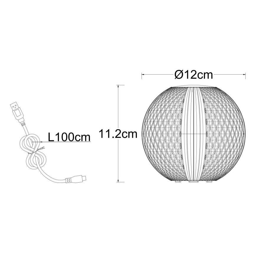 Globo - LED pritemdomas, liečiamas stalinis šviestuvas LED/2W/5V 1200 mAh USB permatoma