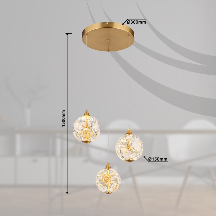 Globo - pakabinama liustra su troseliu LED/24W/230V 3000K auksinė