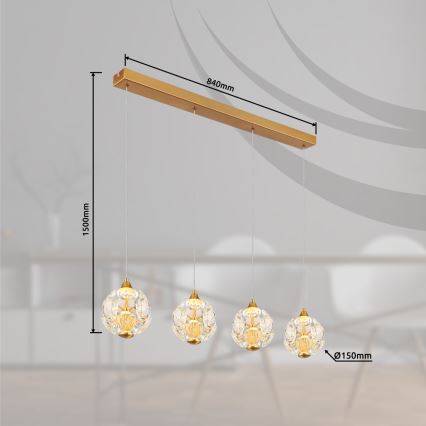 Globo - LED liustra ant troselio LED/32W/230V 3000K auksinė