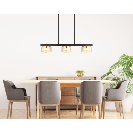 Globo - LED Pakabinamas sietynas 3xGX53/6W/230V dūminis/ruda