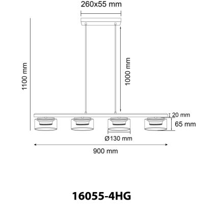 Globo - LED Pakabinamas sietynas 4xGX53/6W/230V dūminis/ruda