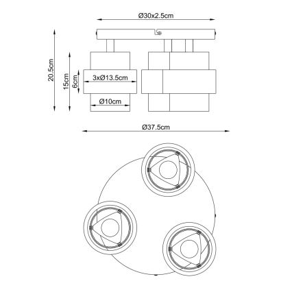 Globo - paviršinis lubinis šviestuvas 3xE27/40W/230V travertinas