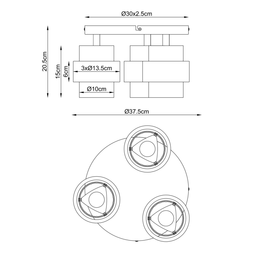 Globo - paviršinis lubinis šviestuvas 3xE27/40W/230V travertinas