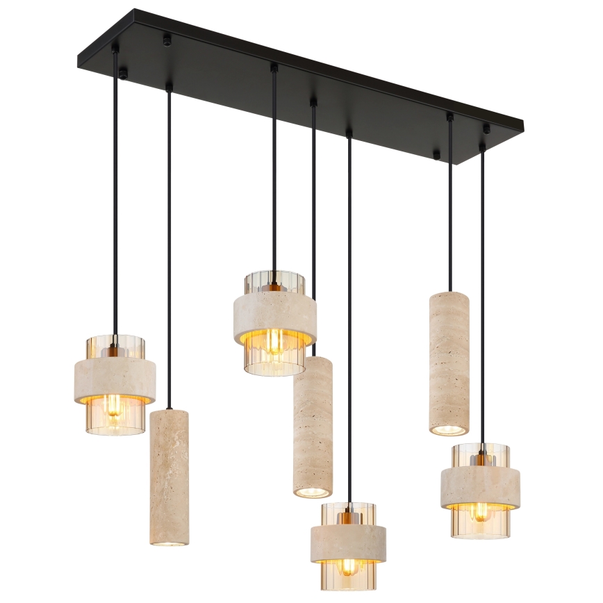 Globo - pakabinamas šviestuvas ant laido 4xE27/40W/230V + 3xGU10/10W travertinas