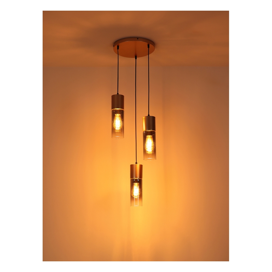 Globo - Pakabinamas sietynas 3xE27/25W/230V bronza diametras 34 cm