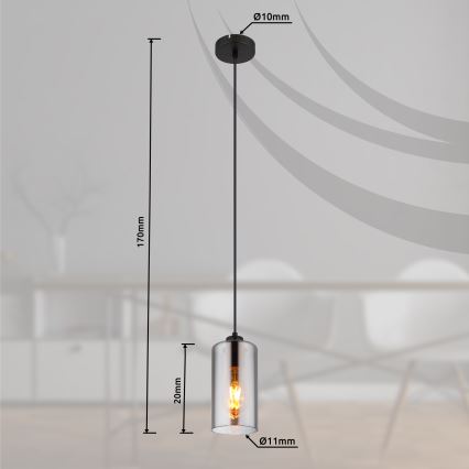 Globo - Pakabinamas sietynas 1xE27/25W/230V diametras 11 cm juoda