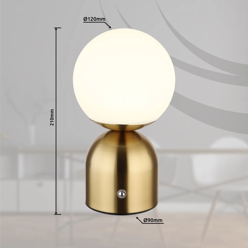 Globo - LED pritemdomas, liečiamas stalinis šviestuvas LED/2,5W/3,7V 2700K/4000K/6500K 1800 mAh USB žalvaris