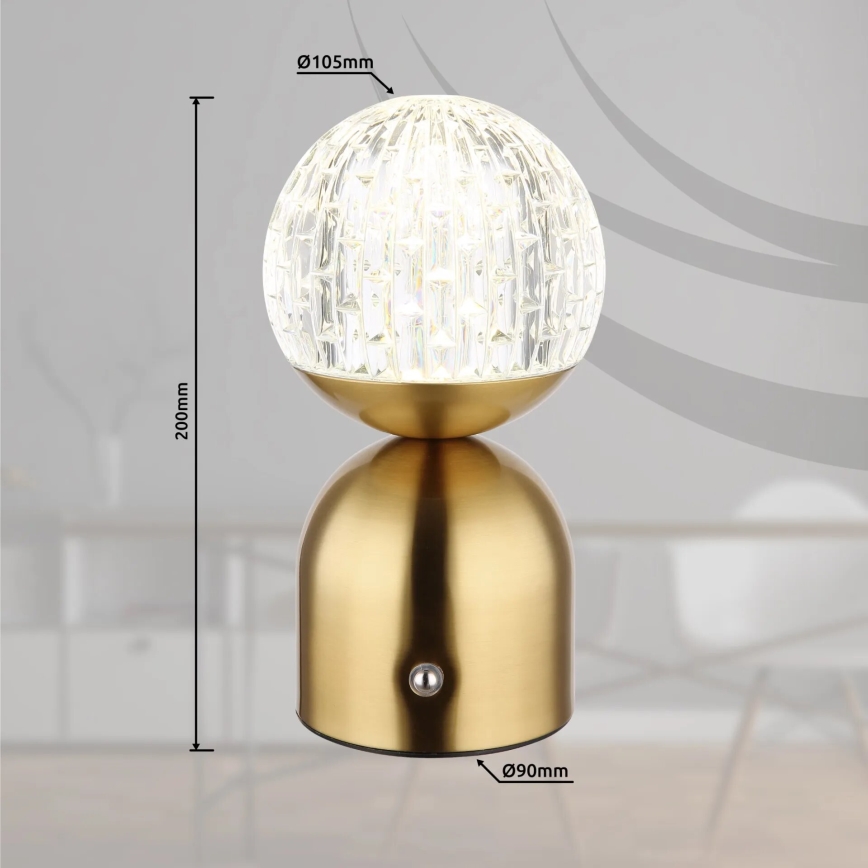 Globo - LED pritemdomas, liečiamas stalinis šviestuvas LED/2,5W/3,7V 2700/4000/6500K 1800 mAh USB žalvaris