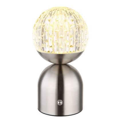 Globo - LED pritemdomas, liečiamas stalinis šviestuvas LED/2,5W/3,7V 2700/4000/6500K 1800 mAh USB matinis chromas