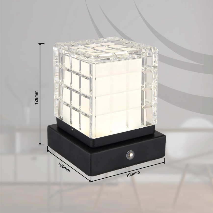 Globo - LED pritemdomas, liečiamas stalinis šviestuvas LED/2,5W/3,7V 2700K/4000K/6500K 1800 mAh USB juoda