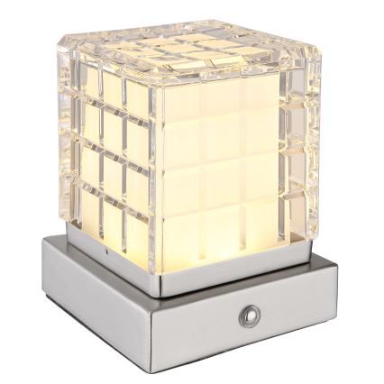 Globo - LED pritemdomas, liečiamas stalinis šviestuvas LED/2,5W/3,7V 2700K/4000K/6500K 1800 mAh USB matinis chromas