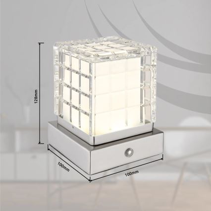 Globo - LED pritemdomas, liečiamas stalinis šviestuvas LED/2,5W/3,7V 2700K/4000K/6500K 1800 mAh USB matinis chromas