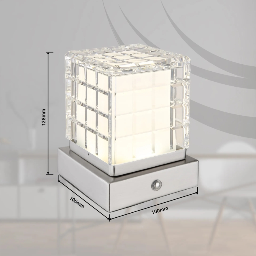 Globo - LED pritemdomas, liečiamas stalinis šviestuvas LED/2,5W/3,7V 2700K/4000K/6500K 1800 mAh USB matinis chromas
