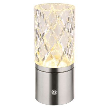 Globo - LED pritemdomas, liečiamas stalinis šviestuvas LED/2,5W/3,7V 2700K/4000K/6500K 1800 mAh USB matinis chromas
