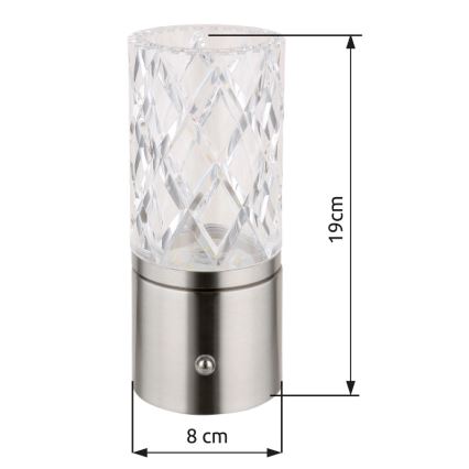 Globo - LED pritemdomas, liečiamas stalinis šviestuvas LED/2,5W/3,7V 2700K/4000K/6500K 1800 mAh USB matinis chromas