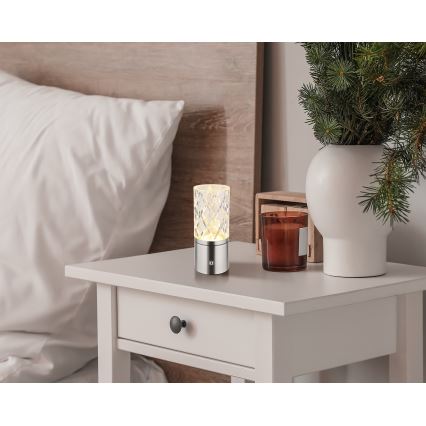 Globo - LED reguliuojama jutiklinė stalinė lempa LED/2,5W/3,7V 2700K/4000K/6500K 1800 mAh USB matinio chromo spalvos
