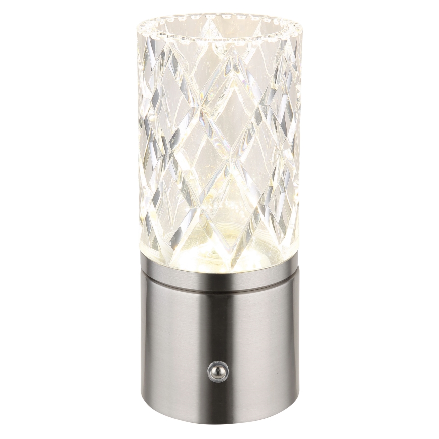 Globo - LED reguliuojama jutiklinė stalinė lempa LED/2,5W/3,7V 2700K/4000K/6500K 1800 mAh USB matinio chromo spalvos