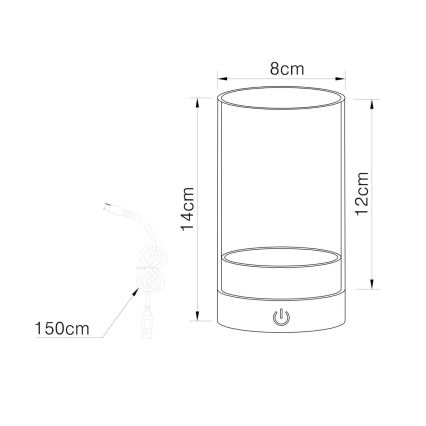 Globo – LED Lauko pritemdoma įkraunama jutiklinė stalinė lempa LED/2W/3,7V 2700/4000/6500K 1200mAh IP44 smėlio spalvos