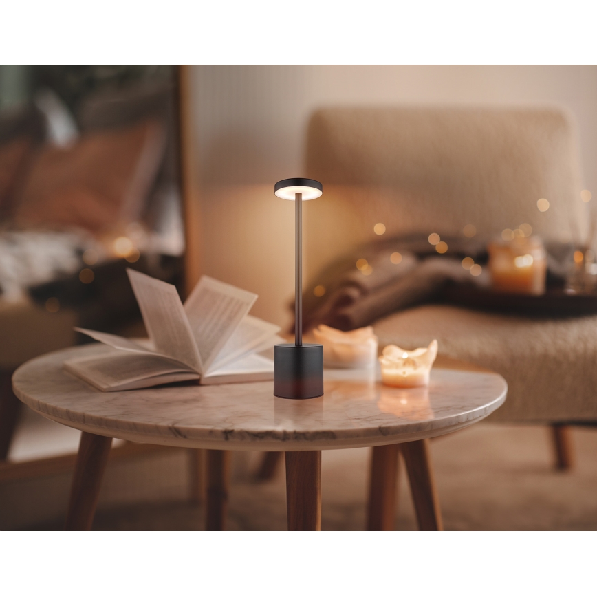 Globo - LED pritemdomas, liečiamas stalinis šviestuvas LED/1,2W/3,7V 2000K/3500K/7000K 1200 mAh USB juoda