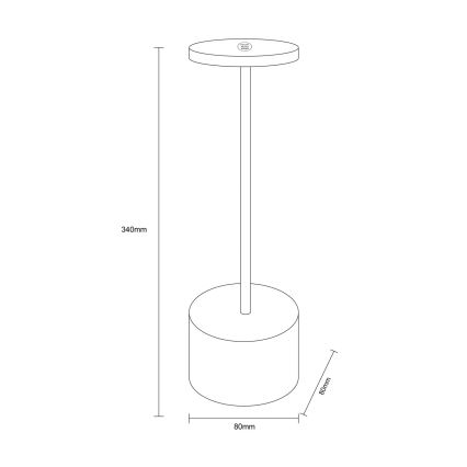 Globo - LED pritemdomas, liečiamas stalinis šviestuvas LED/1,2W/3,7V 2000K/3500K/7000K 1200 mAh USB juoda