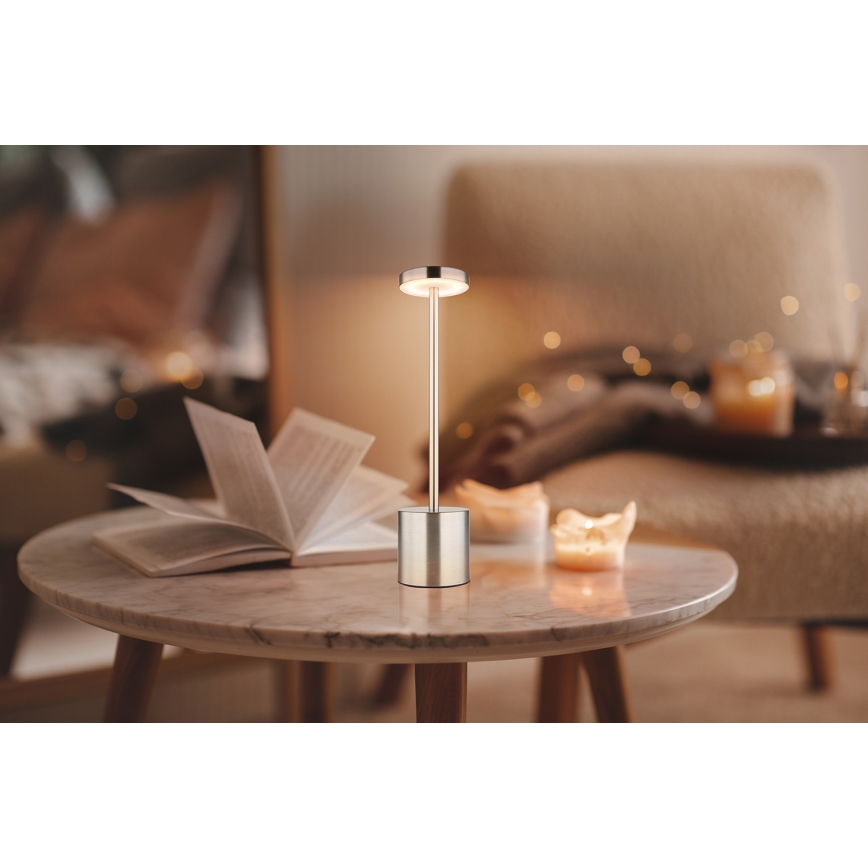Globo - LED pritemdomas, liečiamas stalinis šviestuvas LED/1,2W/3,7V 2000K/3500K/7000K 1200 mAh USB matinis chromas