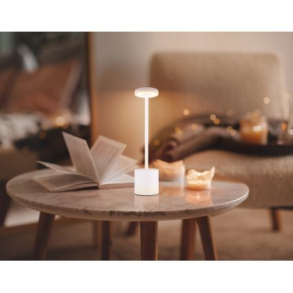 Globo - LED pritemdomas, liečiamas stalinis šviestuvas LED/1,2W/3,7V 2000K/3500K/7000K 1200 mAh USB balta