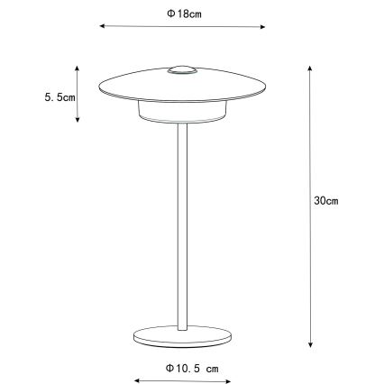 Globo - LED Lauko įkraunamas jutiklinė Stalinis šviestuvas LED/3W/3,7V 1800/2700/3000K IP44 1800 mAh pilka