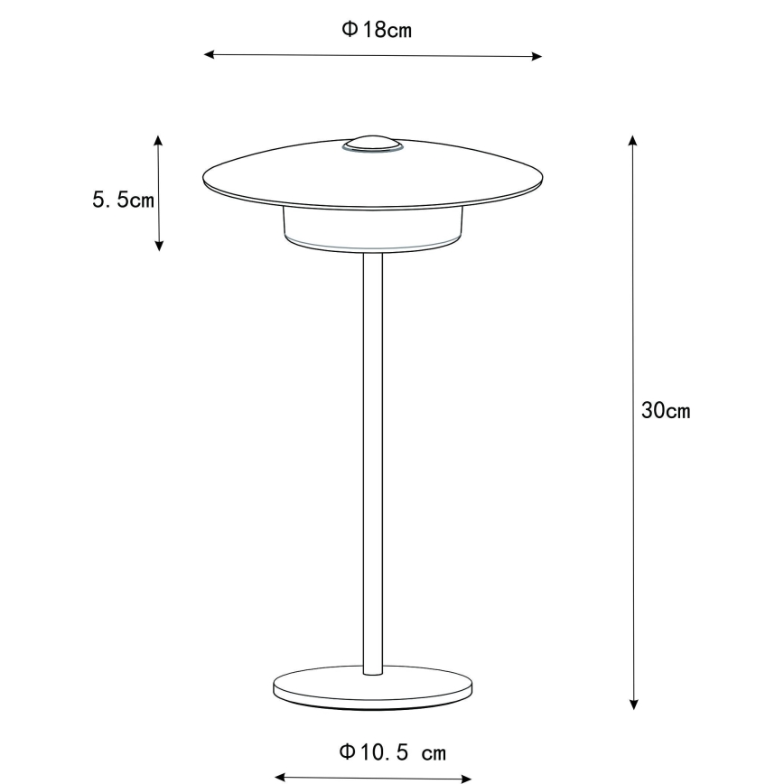 Globo - LED Lauko įkraunamas jutiklinė Stalinis šviestuvas LED/3W/3,7V 1800/2700/3000K IP44 1800 mAh juoda