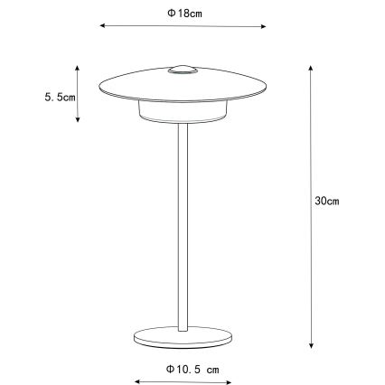 Globo - LED Lauko įkraunamas jutiklinė Stalinis šviestuvas LED/3W/3,7V 1800/2700/3000K IP44 1800 mAh balta
