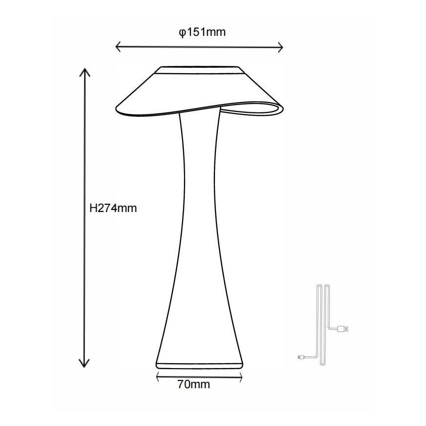 Globo - LED dimeriuojama įkraunama stalinė lempa LED/2,5W/3,7V 1200 mAh 2700/4500/6500K auksinė