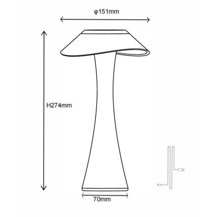 Globo - LED Pritemdomas įkraunamas stalinis šviestuvas LED/2,5W/3,7V 1200mAh 2700K/4500K/6500K balta