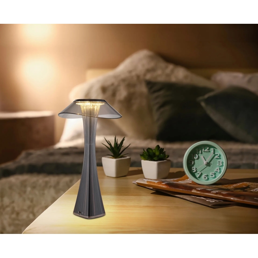Globo - LED Pritemdomas įkraunamas stalinis šviestuvas LED/2,5W/3,7V 1200mAh 2700K/4500K/6500K juoda