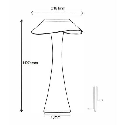 Globo - LED Pritemdomas įkraunamas stalinis šviestuvas LED/2,5W/3,7V 1200mAh 2700K/4500K/6500K juoda