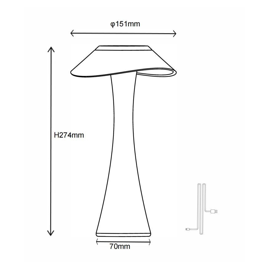 Globo - LED Pritemdomas įkraunamas stalinis šviestuvas LED/2,5W/3,7V 1200mAh 2700K/4500K/6500K juoda