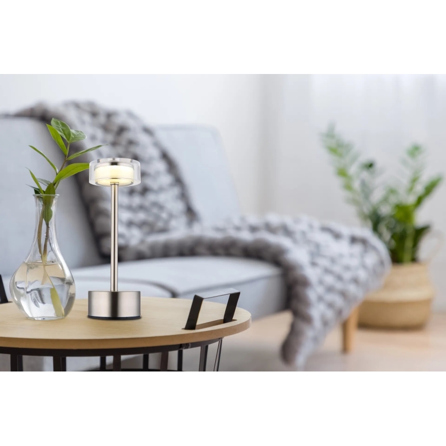 Globo - LED Pritemdoma įkraunama jutiklinė stalinė lempa LED/2,5W/3,7V 2700/4000/6500K 1800mAh matinis chromas