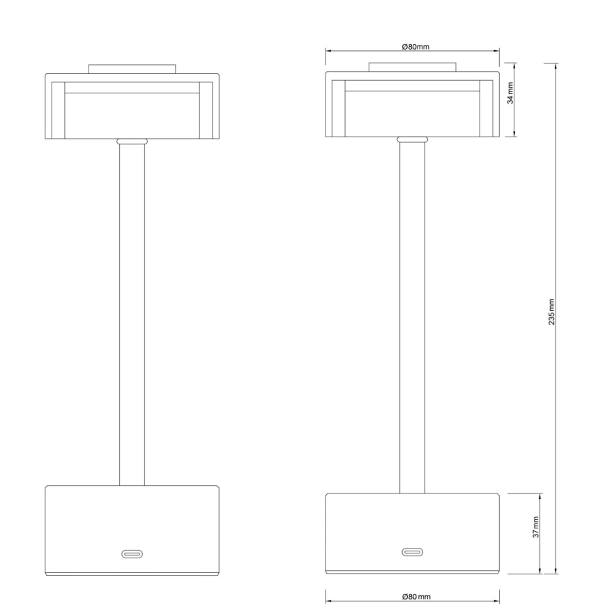 Globo - LED Pritemdoma įkraunama jutiklinė stalinė lempa LED/2,5W/3,7V 2700/4000/6500K 1800mAh juoda